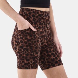 No Boundaries High Rise Bike Shorts Leopard Print Size S/M Pull On Stretchy